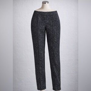 Spanx Ponte Barrel Leg Pants in a black and white speckled pattern (150)